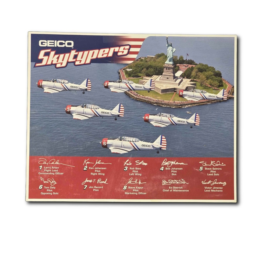 GEICO Skypypers 2008 Air Show Poster Autographed Team Photo Flight Schedule AE